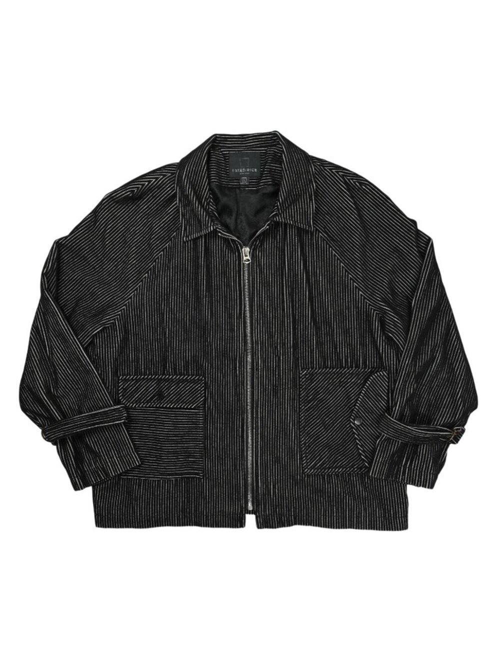 Fried Rice Pinstripe Full Zip Jacket in Black